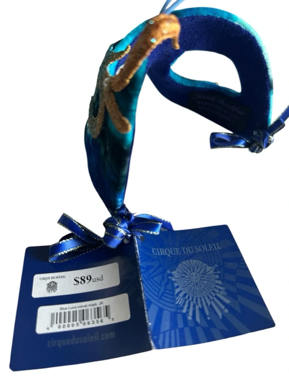 NWT Cirque du Soleil Vintage Blue Velvet Masquerade Mask Artisan Handcrafted